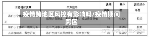 疫情跨地区风控有影响吗/疫情期间跨区